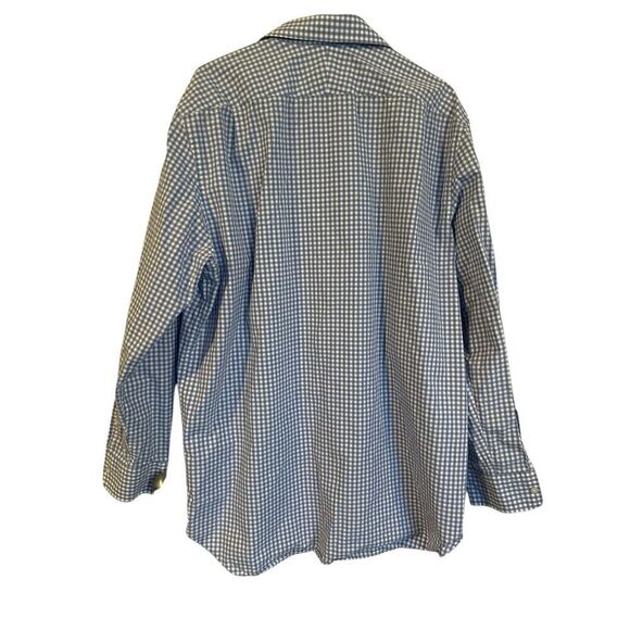 Thomas Pink Mens Blue White Gingham Check Classic Fit Dress Shirt Size 18-37 - Picture 3 of 12